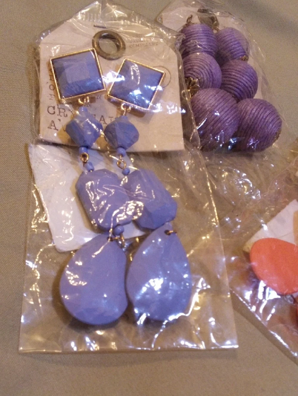 Women’s Statement Drop Earrings - Coral Pink and Lavender Options